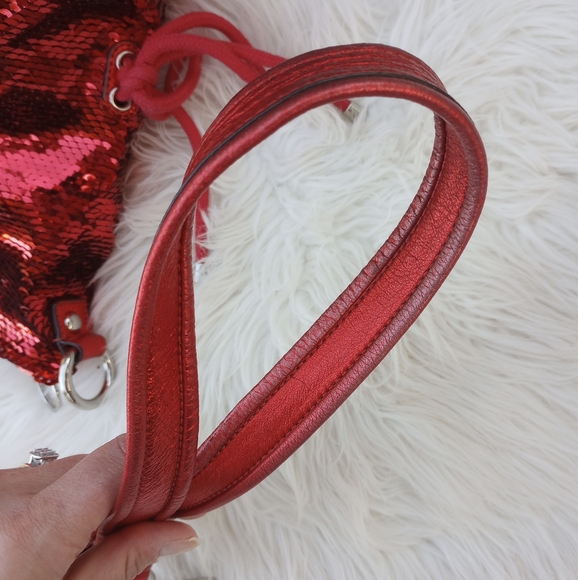 Coach Red Sequin Poppy Spotlight Tote Shoulder Bag - Picture 11 of 16